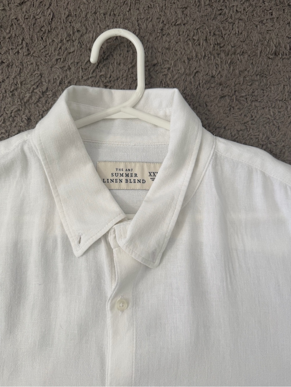 abercrombie kids White Linen-Blend Casual Button-Down Shirt